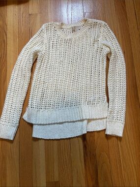 Michael kors Cream Open-Knit Layered Hem Sweater